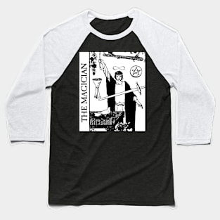 The Magician Tarot Card Black and White Baseball T-Shirt